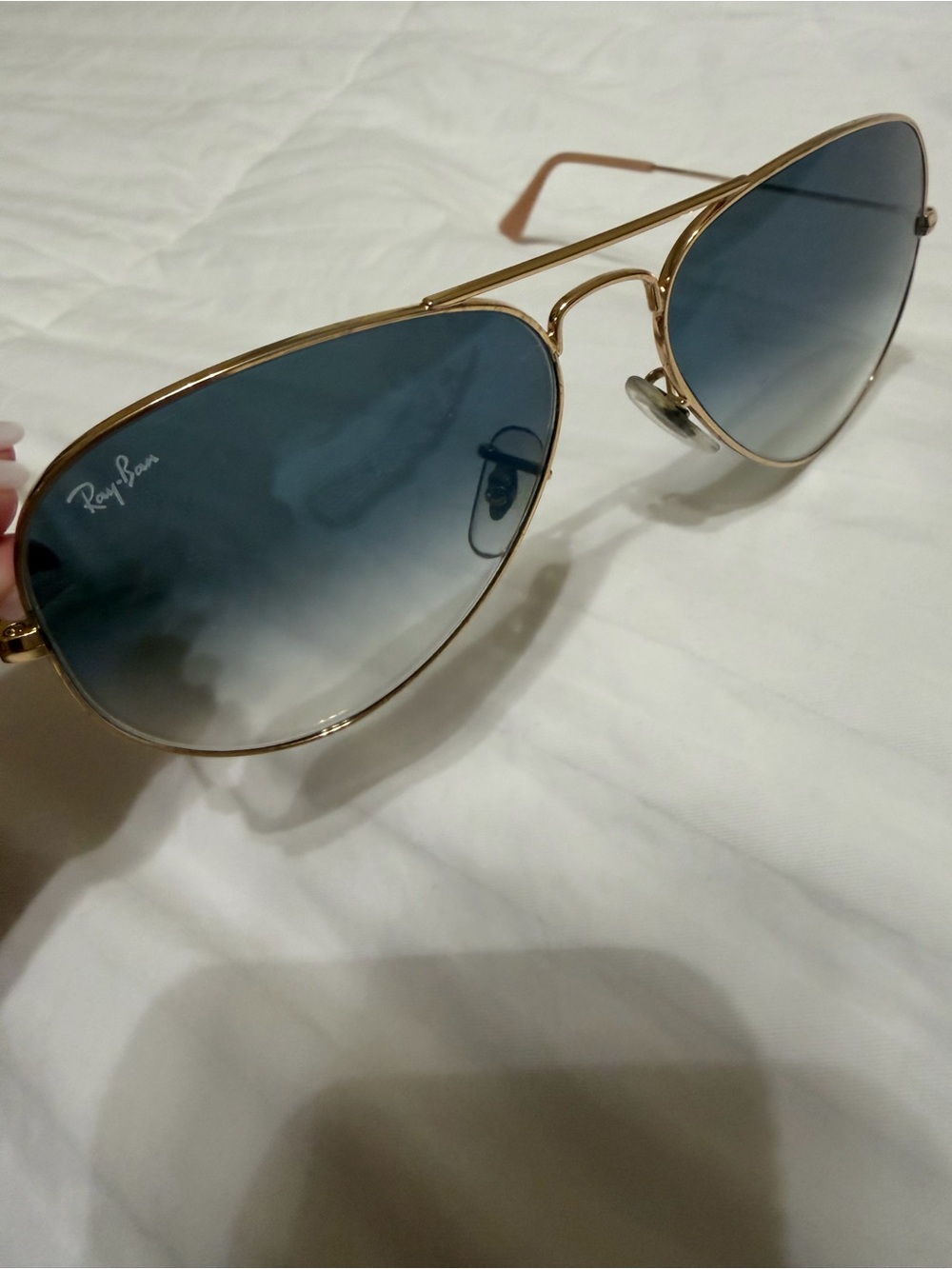Ray-Ban Aviator Sunglasses — Gold Frame with Blue Gradient Lenses